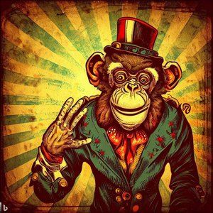 Vintage Steampunk Circus Monkey-Circus Animals #01